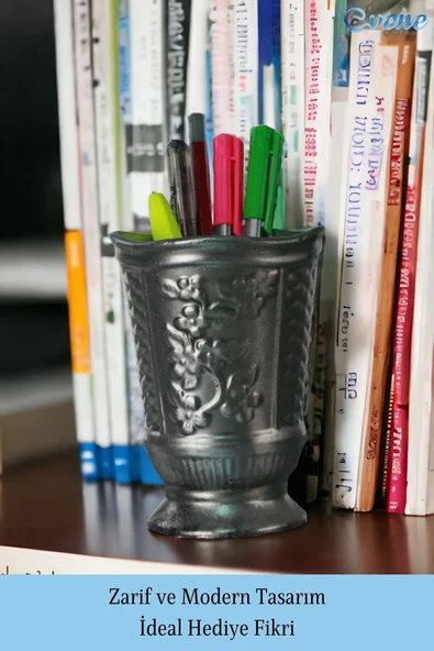Evene Kalemlik Masa Kalemliği Organizer Kalemlik Gümüş Eskitme Renk Model 9 - 4