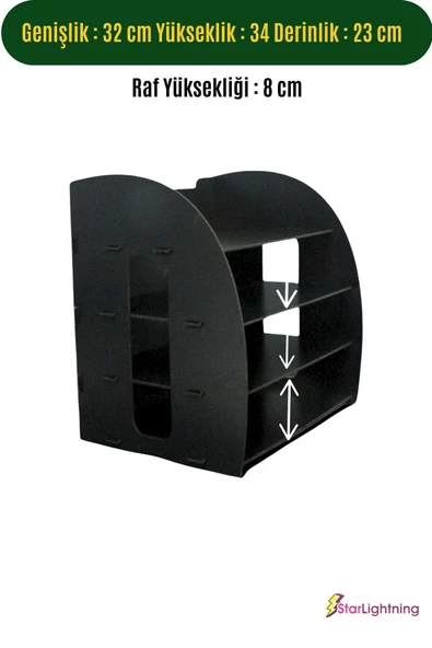 StarLightning Masa Düzenleyici Organizer Evrak Rafı Masaüstü Organizer Siyah Renk Model 6 - 2