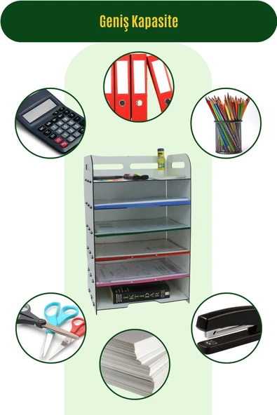 StarLightning Masa Düzenleyici Organizer Evrak Rafı Masaüstü Organizer Beyaz Renk Model 5 - 6