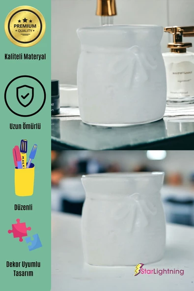 StarLightning Kalemlik Beyaz Renk Masa Kalemliği Organizer Kalemlik Model 8 - Resim 4