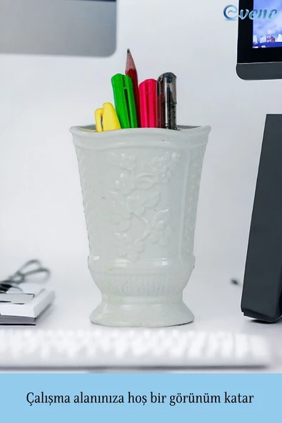 Evene Kalemlik Beyaz Renk Masa Kalemliği Organizer Kalemlik Model 9 - Resim 3