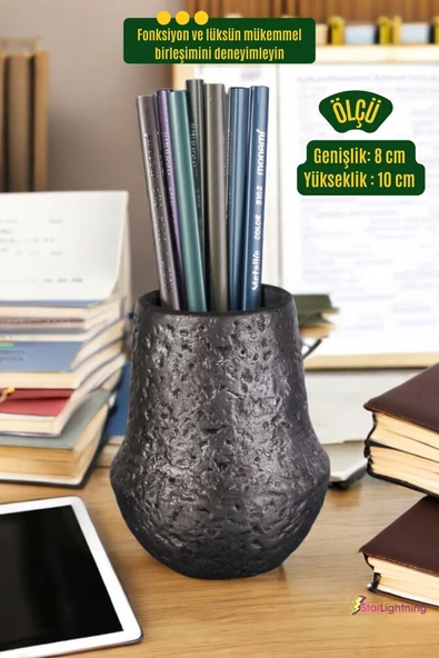 StarLightning Kalemlik Masa Kalemliği Organizer Kalemlik Gümüş Eskitme Renk Model 15 - Resim 3