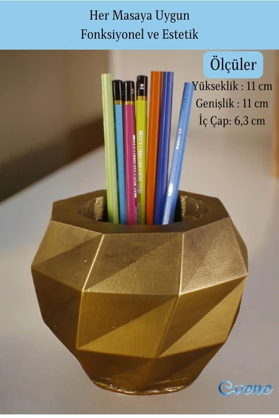Evene Kalemlik Masa Kalemliği Organizer Kalemlik Altın Eskitme Renk Model 20 - Resim 2