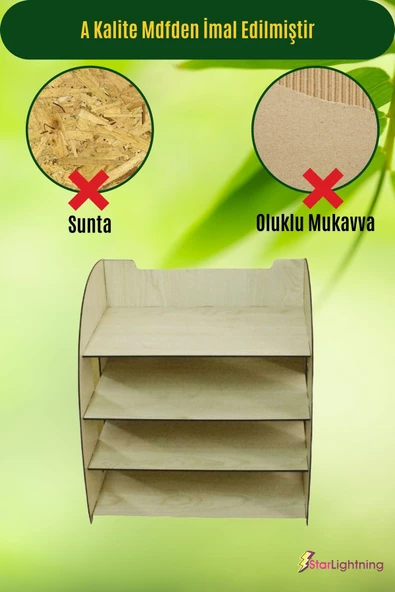 StarLightning Masa Düzenleyici Organizer Evrak Rafı Masaüstü Organizer Açık Meşe Renk Model 6 - 5