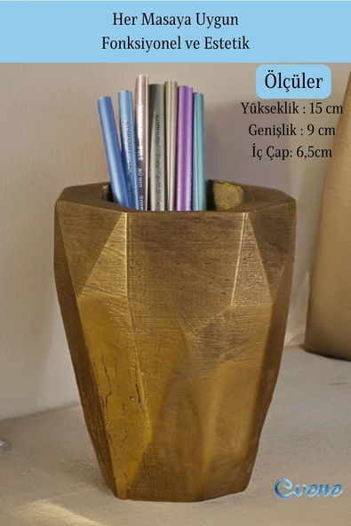 Evene Kalemlik Renk Masa Kalemliği Organizer Kalemlik Altın Eskitme Renk Model 19 - Resim 2