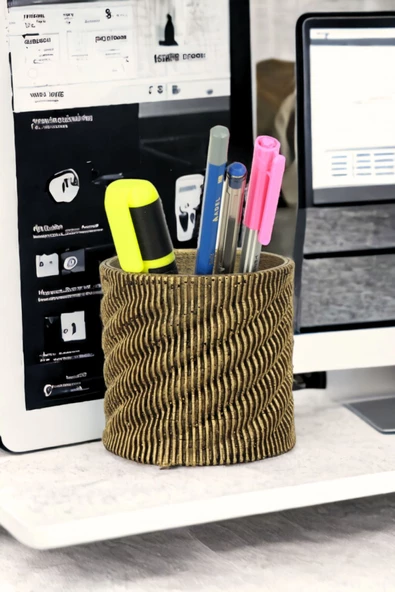 StarLightning Kalemlik Altın Eskitme Renk Masa Kalemliği Organizer Kalemlik Model 5 - Resim 2