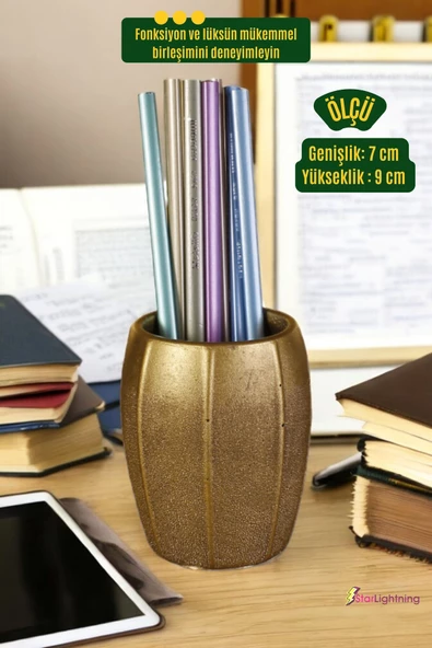 StarLightning Kalemlik Masa Kalemliği Organizer Kalemlik Altın Eskitme Renk Model 13 - Resim 3