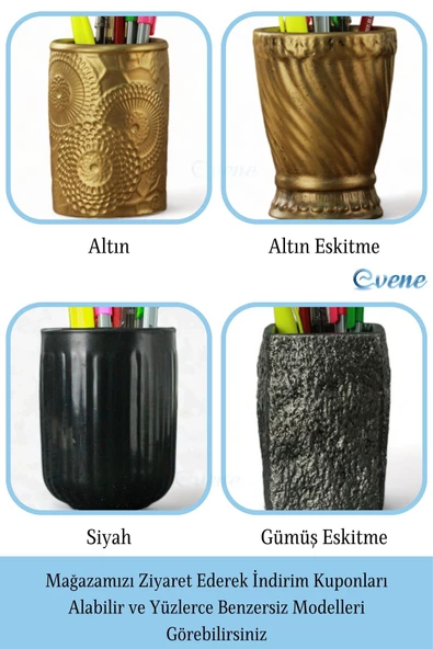 Evene Kalemlik Beyaz Renk Masa Kalemliği Organizer Kalemlik Model 12 - 8