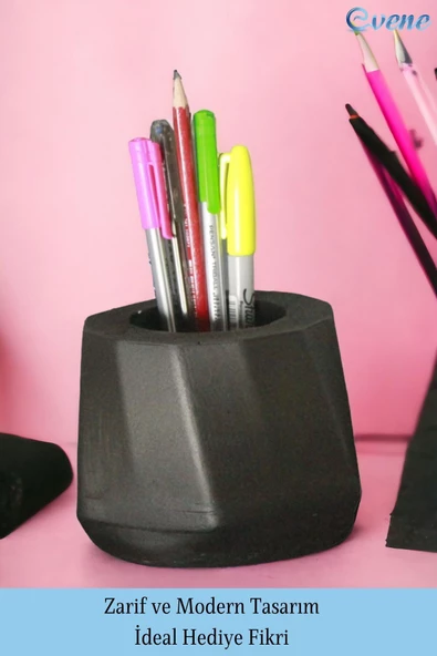 Evene Kalemlik Siyah Renk Masa Kalemliği Organizer Kalemlik Model 17 - Resim 4