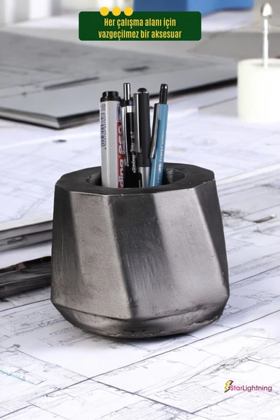 StarLightning Kalemlik Masa Kalemliği Organizer Kalemlik Gümüş Eskitme Renk Model 17 - Resim 5