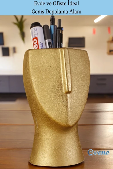 Evene Kalemlik Masa Kalemliği Organizer Kalemlik Altın Renk Model 23 - Resim 3