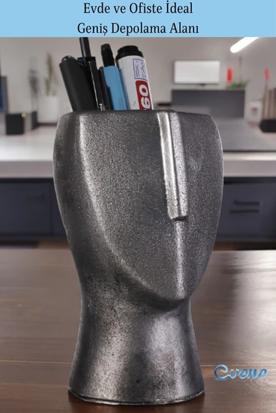 Evene Kalemlik Masa Kalemliği Organizer Kalemlik Gümüş Eskitme Renk Model 23 - Resim 3