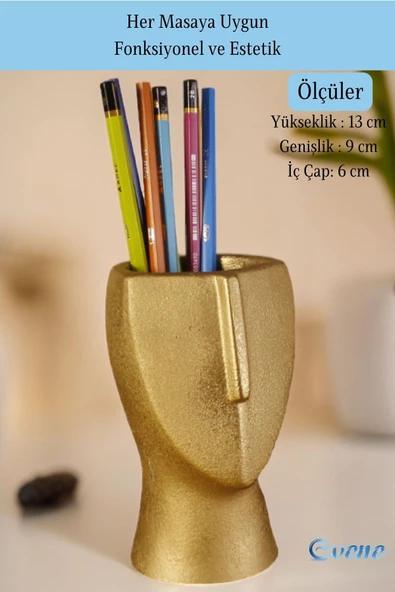 Evene Kalemlik Masa Kalemliği Organizer Kalemlik Altın Renk Model 23 - Resim 2