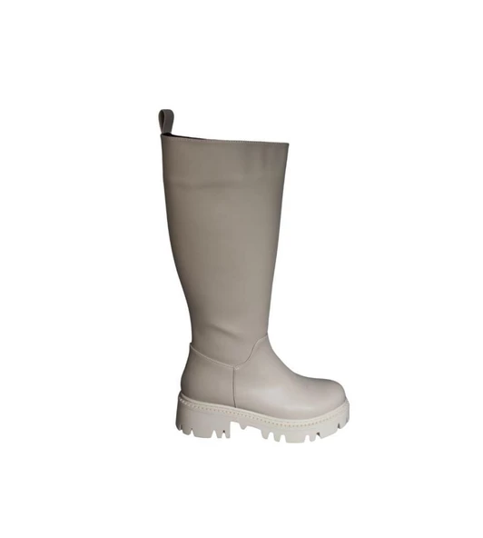YAZKIŞ Kadın Siyah Krem Düz Taban Çizme Tpuk Boyu 6cm Diz Boyu 37cm - 6