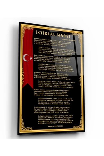 Istiklal Marşı Dekoratif ve Modern Cam Tablo - 2