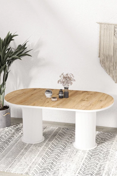 AVVİO Kiev PTT LAKE MDF BEYAZ AYAKLI 80x160 MUTFAK MASASI YEMEK MASASI