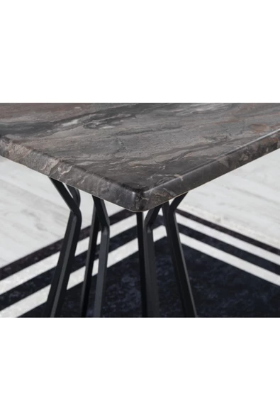 AVVİO Ada 2 Kişilik Verzalit 80x80 Yemek Masası Takımı-mutfak Masası Takımı Gri - Resim 2