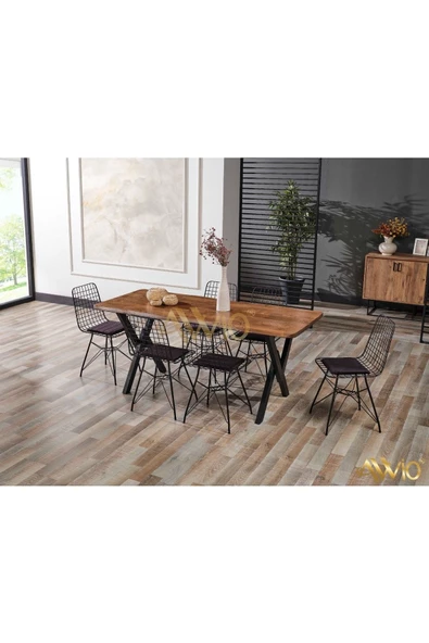 AVVİO Arzu Doğal Ağaç Kütük Yemek Masası Mutfak Masası 80x180
