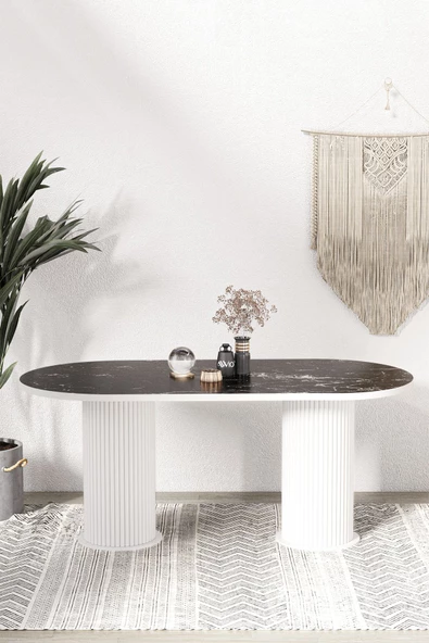 AVVİO Kiev PTT LAKE MDF BEYAZ AYAKLI 80x140 MUTFAK MASASI YEMEK MASASI - Resim 2