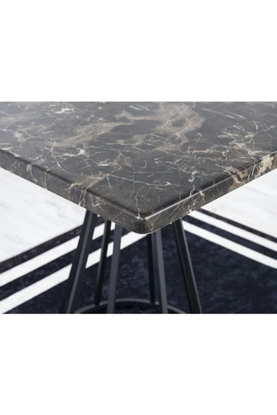 AVVİO Ada 2 Kişilik Verzalit 80x80 Yemek Masası Takımı-mutfak Masası Takımı Kahve - Resim 2