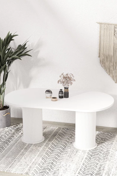 AVVİO Kiev PTT LAKE MDF BEYAZ AYAKLI 80x140 MUTFAK MASASI YEMEK MASASI ürün görseli