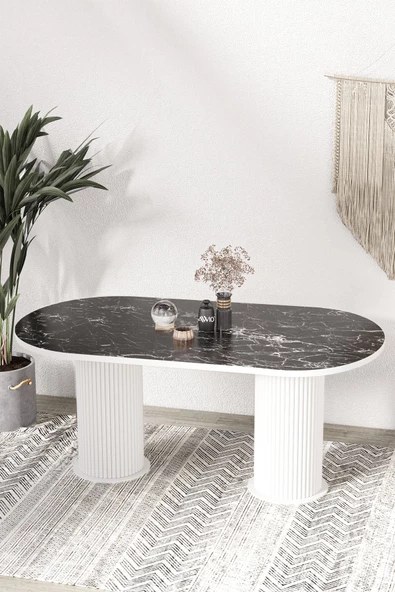 AVVİO Kiev PTT LAKE MDF BEYAZ AYAKLI 80x180 MUTFAK MASASI YEMEK MASASI