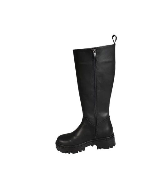 YAZKIŞ Kadın Siyah Krem Düz Taban Çizme Tpuk Boyu 6cm Diz Boyu 37cm - 7