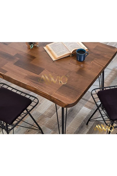 AVVİO Arzu Doğal Ağaç Kütük Yemek Masası Mutfak Masası 80x180 - Resim 2