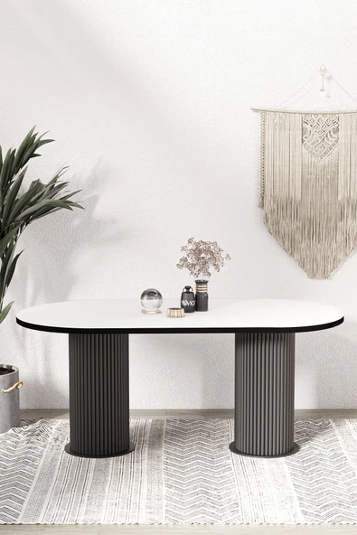 AVVİO Brita  PTT LAKE MDF BEYAZ AYAKLI 80x160 MUTFAK MASASI YEMEK MASASI - 2