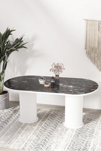 AVVİO Kiev PTT LAKE MDF BEYAZ AYAKLI 80x140 MUTFAK MASASI YEMEK MASASI