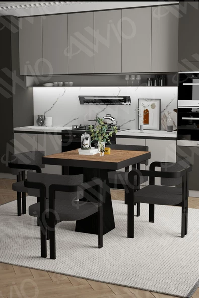 AVVİO LEXUS Lake Mdf Ayak Tokyo Demonte Sandalye 80x80 Yemek Masası Mutfak Masası 4 Kişilik - Resim 2