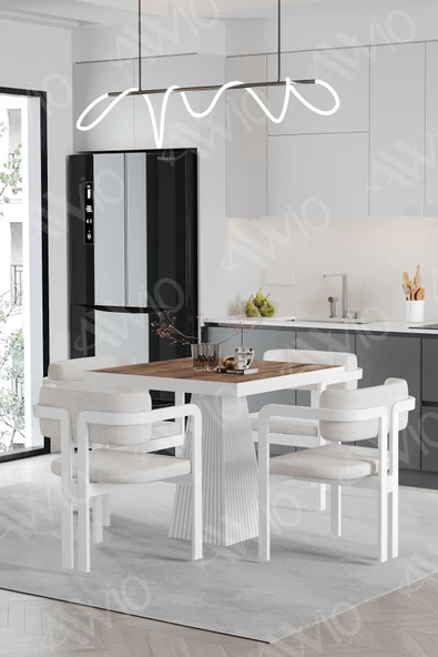 AVVİO SOFİA Lake Mdf Ayak Tokyo Demonte Sandalye 80x80 Yemek Masası Mutfak Masası 4 Kişilik - Resim 2