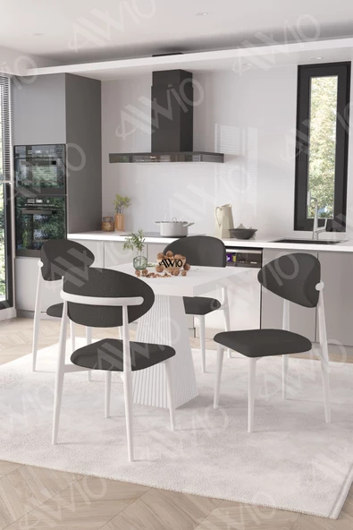 AVVİO Melody  Beyaz Polo Metal Sandalye 90X90 Kare  Yemek Masası Mutfak Masası Masa Sandalye Takımı ürün görseli