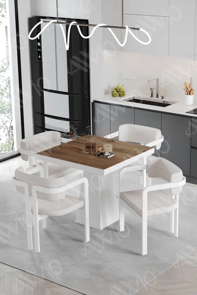 AVVİO SOFİA Lake Mdf Ayak Tokyo Demonte Sandalye 80x80 Yemek Masası Mutfak Masası 4 Kişilik ürün görseli