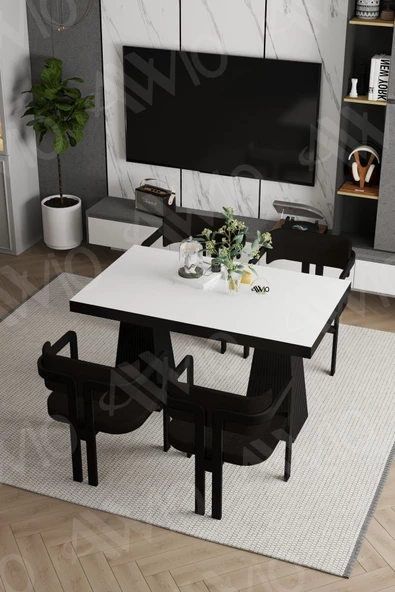 AVVİO Veroni Lake Mdf Ayak Tokyo Demonte Sandalye 80x120 Yemek Masası Mutfak Masası 4 Kişilik ürün görseli