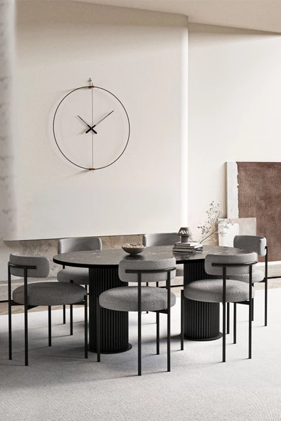 AVVİO Vienna Teddy Sandalye 80x160 Yemek Masası Mutfak Masası 6 Kişilik Masa Sandalye Takımı ürün görseli