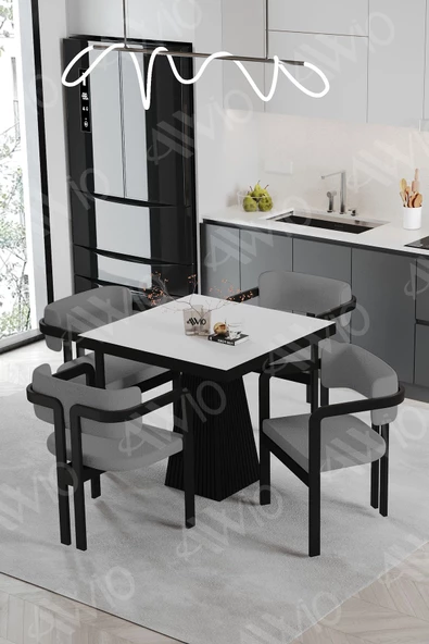 AVVİO BENDİS Lake Mdf Ayak Tokyo Demonte Sandalye 80x80 Yemek Masası Mutfak Masası 4 Kişilik