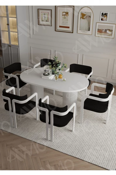 AVVİO ROMEO  Ptt Lake Mdf Ayak 6'lı Tokyo Metal Demonte Sandalye 80x160 Masa Sandalye Takımı ürün görseli