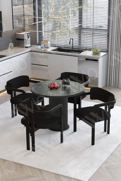 AVVİO MOON Ptt Lake Mdf Ayak 4'lü Tokyo Metal Demonte Sandalye 90x90 Masa Sandalye Takımı ürün görseli