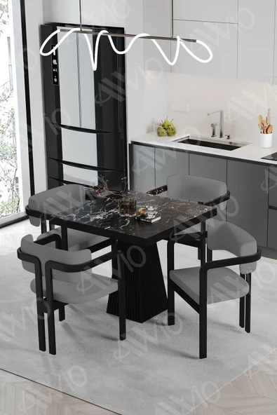 AVVİO BENDİS Lake Mdf Ayak Tokyo Demonte Sandalye 80x80 Yemek Masası Mutfak Masası 4 Kişilik ürün görseli