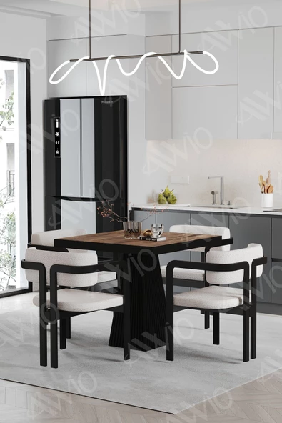AVVİO NERO Lake Mdf Ayak Tokyo Demonte Sandalye 80x80 Yemek Masası Mutfak Masası 4 Kişilik - Resim 2
