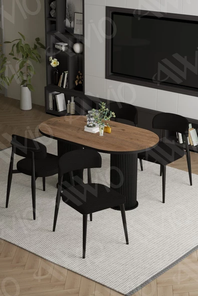 AVVİO NORM PTT Ayak Siyah Polo Metal Sandalye 80X140 Yemek Masası Mutfak Masası Masa Sandalye Takımı ürün görseli