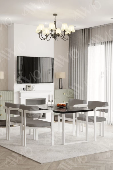 AVVİO MARCO MetalAyak Tokyo Demonte Sandalye 80x120 Yemek Masası Mutfak Masası 4 Kişilik - Resim 2