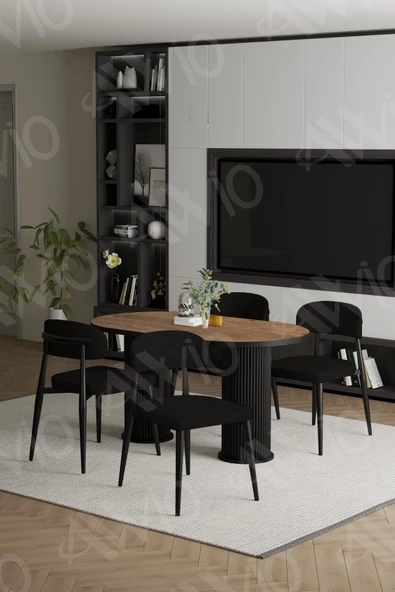 AVVİO NORM  PTT Ayak  Siyah Polo Metal Sandalye 80X140 Yemek Masası Mutfak Masası Masa Sandalye Takımı - Resim 2