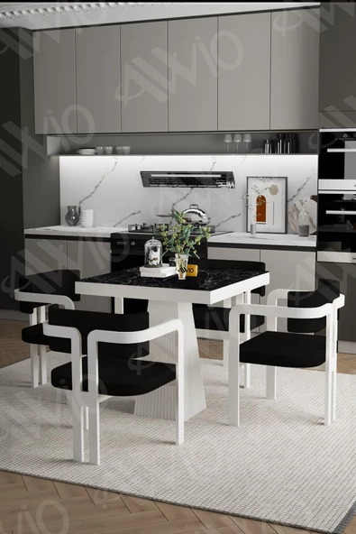 AVVİO DEMRE Lake Mdf Ayak Tokyo Demonte Sandalye 80x80 Yemek Masası Mutfak Masası 4 Kişilik ürün görseli