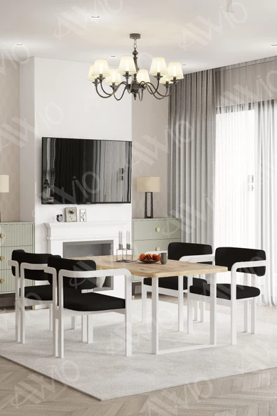 AVVİO MİTRA MetalAyak Tokyo Demonte Sandalye 80x120 Yemek Masası Mutfak Masası 4 Kişilik - Resim 2