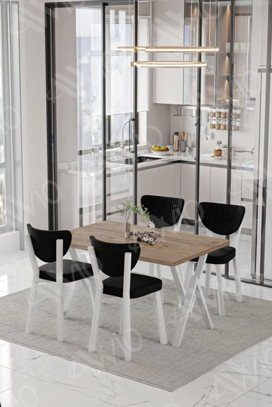 AVVİO Senta Beyaz Elma Sandalye 80x120 Yemek Masası Mutfak Masası 4 Kişilik Masa Sandalye Takımı - Resim 2