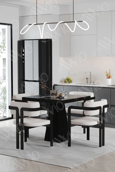 AVVİO NERO Lake Mdf Ayak Tokyo Demonte Sandalye 80x80 Yemek Masası Mutfak Masası 4 Kişilik - Resim 2