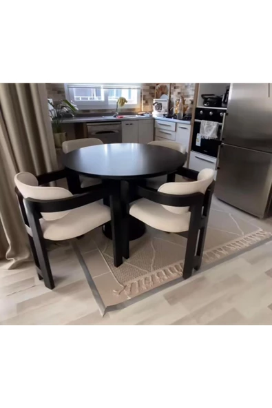 AVVİO Bella Ptt Lake Mdf Ayak 4'lü Tokyo Metal Demonte Sandalye 90x90 Masa Sandalye Takımı - Resim 2