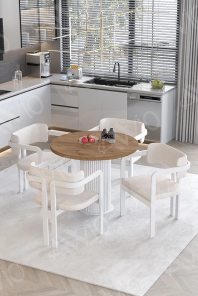 AVVİO Matris  PTT Lake MDF Ayak 4'lü Tokyo Metal Demonte Sandalye 90X90 Masa Sandalye Takımı ürün görseli